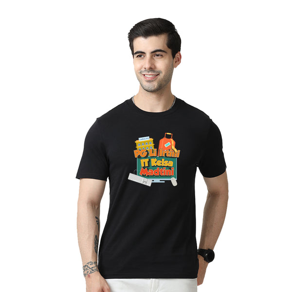 PG Li Irtini IT Kelsa Madtini  Round Neck T-Shirt - Black